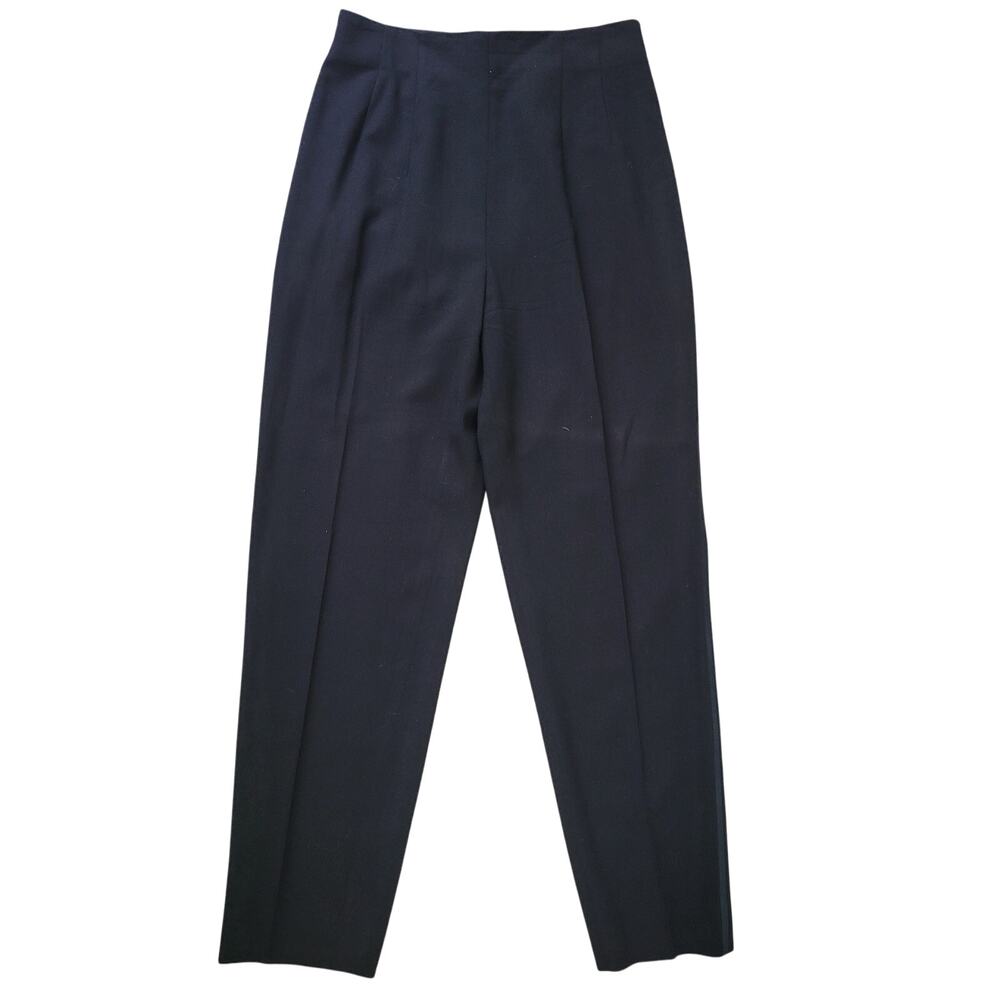 Mondi The Company Size 40 US 10 Wool Side Zip Stripe Black Pleated Dress Pants